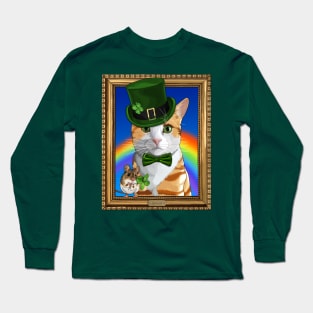 St Patricks Day Leprechaun Cat and Mouse Long Sleeve T-Shirt